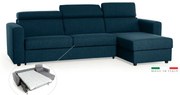 Rohová sedacia súprava na každodenné spanie TAVOLA rozkladacia, tm. modrá (penelope 27)