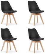 Set 4 stoličiek MARK čierne / hnedé nohy