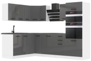 Kuchynská linka Belini Premium Full Version 420 cm šedý lesk s pracovnou doskou MELANIE