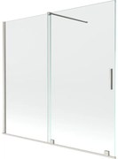 Mexen Velar, 2-krídlová posuvná vaňová zástena 170 x 150 cm, 8mm číre sklo, brúsená oceľ, 896-170-000-01-97