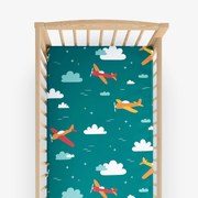 Goldea bavlnená napínacia plachta do detskej postieľky - letecké dobrodružstvo 60 x 120 cm