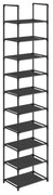 Botník, 10 políc, čierny, 173x33x33cm