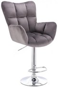 LuxuryForm DESIGN Barové kreslo AURORA VELUR na striebornom tanieri - tmavo šedé