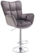LuxuryForm DESIGN Barové kreslo AURORA VELUR na striebornom tanieri - tmavo šedé