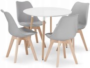 Jedálenský stôl KAMI biely 80 cm so štyrmi stoličkami MARK sivé