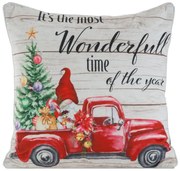 VIANOČNÁ DEKORAČNÁ OBLIEČKA NA VANKÚŠ ELF1 45X45 CM VZOROVANÁ