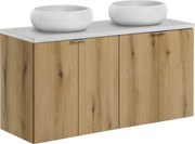 Comad Kúpeľňová skrinka s doskovými umývadlami set Nova Oak 120 dub coast evoke/biela