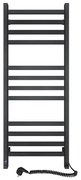 Kúpeľňový rebríkový radiátor s termostatom AVANGARD 459W/230V 120,6cm IP44 čierny pravý