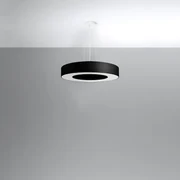 Závesné svietidlo Saturno Slim, 1x čierne textilné tienidlo, (biely plast), (fi 50 cm)