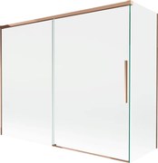 Mexen Rox, 2-krídlová posuvná vaňová zástena 190 + 80 x 150 cm, 8mm číre sklo, ružové zlato profil, 8C9-190-080-60-00
