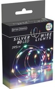 Svetelný drôt Silver, 4 m, 80 LED, farebná, na batérie