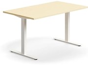 Kancelársky stôl QBUS, rovný, 1400x800 mm, T-rám, biely rám, breza