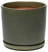 Kvetináč Moss XL, s miskou / sivozelený