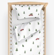 Goldea vianočné bavlnené obliečky do detské postieľky - cesta pre stromček 90 x 120 a 40 x 60 cm