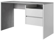 Písací stôl s zásuvkami MARLO – betónovo šedý/biely