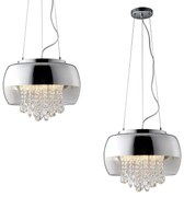 Závesné svietidlo Luna, 1x kryštáliky/chrómové/transparentné sklenené tienidlo, ch, o