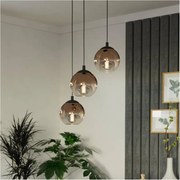 Eglo 901925 - Luster na lanku ARISCANI 3xE27/60W/230V čierna/béžová/dymová