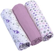 Vulpi Mušelínové látkové plienky s potlačou 70x70 3v1 Farba: fialová
