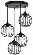 Závesné svietidlo Toronto, 4x čierne drôtené tienidlo, o