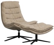 Otočné ženilkové kreslo s podnožkou v prírodnej farbe Kube – WOOOD