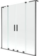 Mexen Velar L Duo, 2-krídlová posuvná vaňová zástena 150 x 150 cm, 8mm číre sklo, brúsený grafit, 896-150-003-02-66