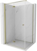 Mexen Mist-F T, 1-krídlový skladací sprchový kút ľavý 75 x 70 cm, číre sklo, zlatý lesklý profil, 8A6T-075-070-50-00-L