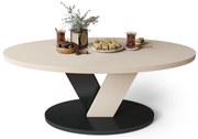 LOVA Béžový/Čierny - OVÁLNY KONFERENČNÝ STOLÍK 110 × 60 cm MODERNÝ KÁVOVÝ STOLÍK