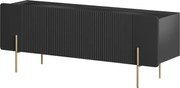 TV stolík Malmi 150 cm - čierny mat / zlatá