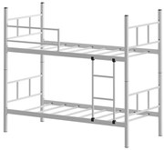 Kovová poschodová posteľ MAVEN 90x200 cm biela nosnosť 2x100 kg