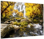 Obraz - Vodopády v jesennej krajine, žlté (70x50 cm)