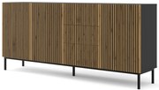 Komoda F 3D3S 200 Rowanna (čierna + dub artisan). Akcia -20%. Vlastná spoľahlivá doprava až k Vám domov. 1125073