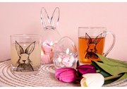 Sklenený hrnček na čaj s králikom Rabbit Cartoon - 11 * 8 * 11 cm / 300 ml