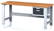 Alfa 3 Nastaviteľný dielenský stôl MECHANIC I, závesný box na náradie, 2 zásuvky, 2000x685x700-1055 mm, antracitové dvere