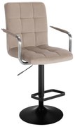 LuxuryForm DESIGN Barová stolička VERONA VELUR na čiernom tanieri - latte