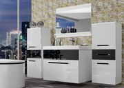 Kúpeľňový nábytok Belini biely lesk / čierny lesk + umývadlo + zrkadlo ROD P 4/0/W/WB/0/ZW