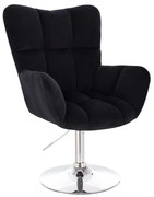 LuxuryForm DESIGN Otočné kreslo AURORA VELUR na striebornom tanieri - čierne