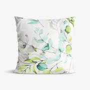 Goldea bavlnená obliečka na vankúš deluxe - eukalyptus s kvety 40 x 40 cm