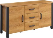 Komoda Olin 26 150 cm so zásuvkami - Dub karmelowy / Čierny supermat - ponuka Limitowana