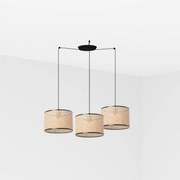 Závesné svietidlo Faro Mambo čierna/ratan, priemer 320 mm, 3xE27