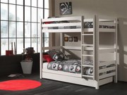 Poschodová postel z masívu so zásuvkou borovica biela 182cm 90x200cm