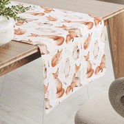 Biante Detský bavlnený behúň na stôl Sandra SA-523 Líšky a sovy na bielom 20x120 cm