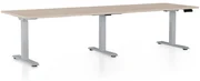 Výškovo nastaviteľný stôl OfficeTech Long, 260 x 80 cm, sivá podnož, dub