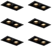 Sada 6 moderných zapustených bodových svetiel čierna nastaviteľná 2-svetelná - Roof
