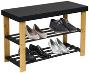 Botník MILOS s policami, bambusový / čierny