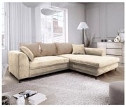 Rozkladacia rohová sedacia súprava s úložným priestorom do L LAGOA pravá béžová/hnedá
