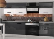 Kuchynská linka Belini 180 cm šedý lesk / biely mat s pracovnou doskou Primera2 INF PRIMERA2/2/WT/SWTS/0/B1