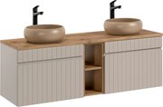 Comad Kúpeľňová skrinka s doskovými umývadlami set Iconic Cashmere 140 kašmír/dub coast evok