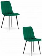 Set 2 kresiel LAVA - tmavozelený zamat / čierne nohy
