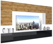 Obývacia stena Belini Premium Full Version dub wotan / čierny lesk + LED osvetlenie Nexum 28