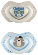 Canpol Babies 2 ks symetrických silikónových cumlíkov, 0-6m, Bonjour Paris, sivá/modrá